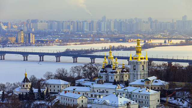 Панорама зимнего Киева. Архивное фото Панорама зимнего Киева.
<div id=