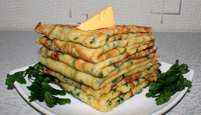 Сырные блины с зеленью Сырные блины с зеленью