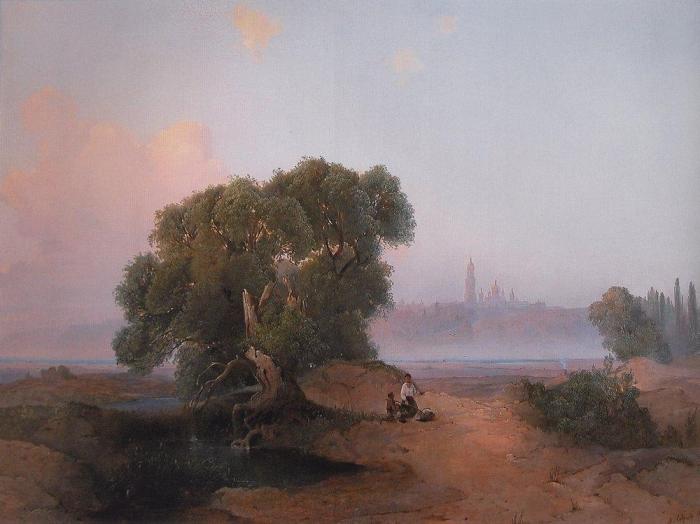 Алексей Саврасов, Вид Киева с Днепра на Печерскую лавру, 1852 Алексей Саврасов, Вид Киева с Днепра на Печерскую лавру, 1852