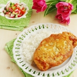 Куриные отбивные в гороховом кляре с рисом