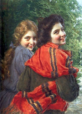 Deux jeunes filles souriant by Gaetano Bellei deux jeunes filles souriant by gaetano bellei