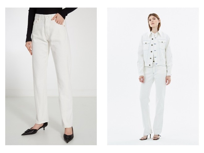 Balenciaga, 42 600 рублей/Calvin Klein, 17 200 рублей Всего одни джинсы на весну — белоснежные