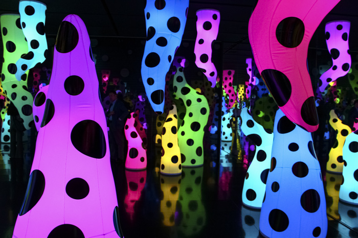 Инсталляция: любовь зовёт. Автор: Yayoi Kusama. 88-летняя художница пол жизни провела в сумасшедшем доме, а сейчас за её картины платят по 5 млн. долларов