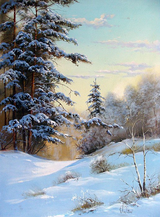 Идёт волшебница - Зима... Пейзажная живопись Александра Леднева