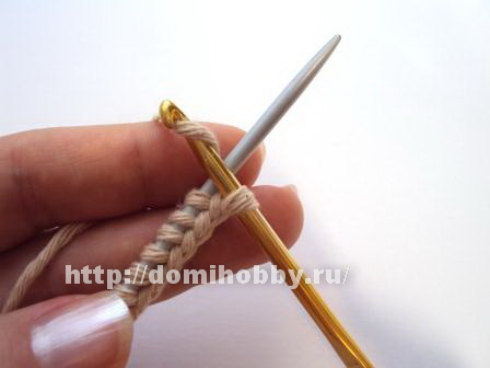 Вязание спицами. Набор петель косичкой, с открытыми петлями