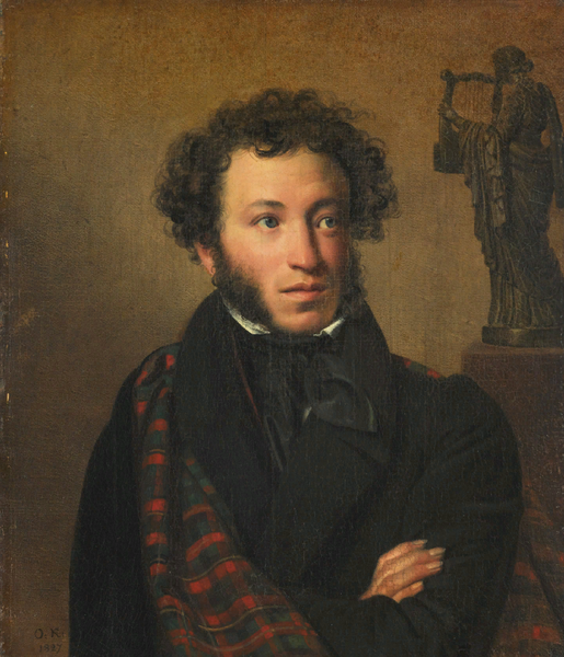 О.А.Кипренский, "Портрет А. С. Пушкина", 1827, холст, масло,64.8×56.3 см