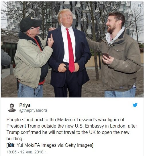 «Трамп, not welcome!»: британцы выместили злобу на восковой фигуре президента США «Трамп, not welcome!»: британцы выместили злобу на восковой фигуре президента США