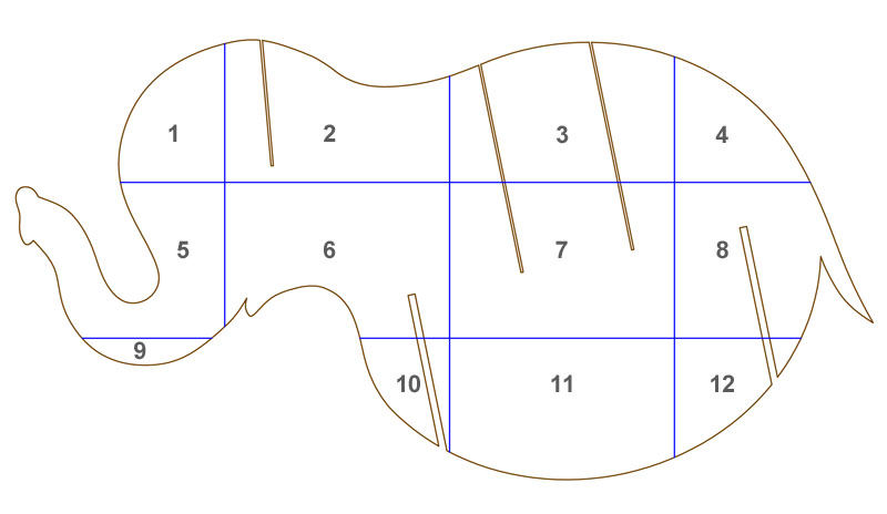 Схема шаблона для стеллажа из картона