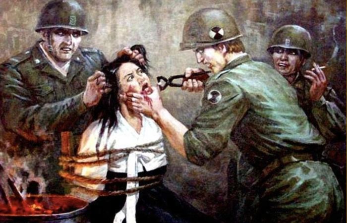15 агитационно-провокационных плакатов из Северной Кореи, которые демонстрируют зверства американцев 15 агитационно-провокационных плакатов из Северной Кореи, которые демонстрируют зверства американцев