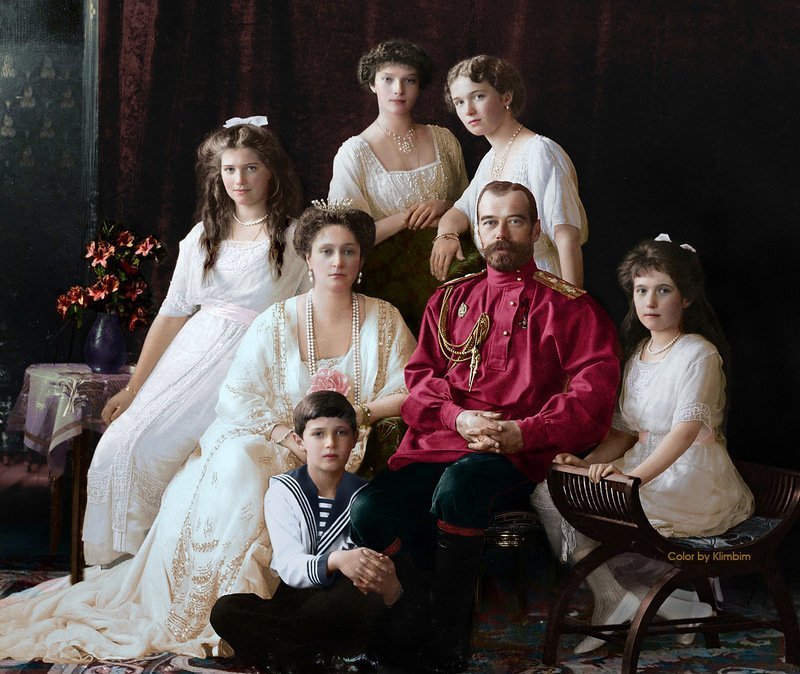 Царская семья, 1914 год. колоризация, личности, портреты