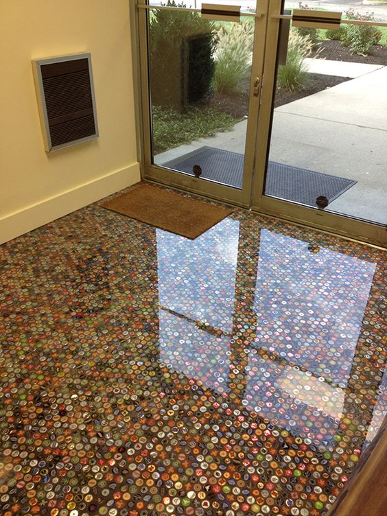 Piso de Porcelanato Liquido Epoxi ou 3D tampa de garrafa