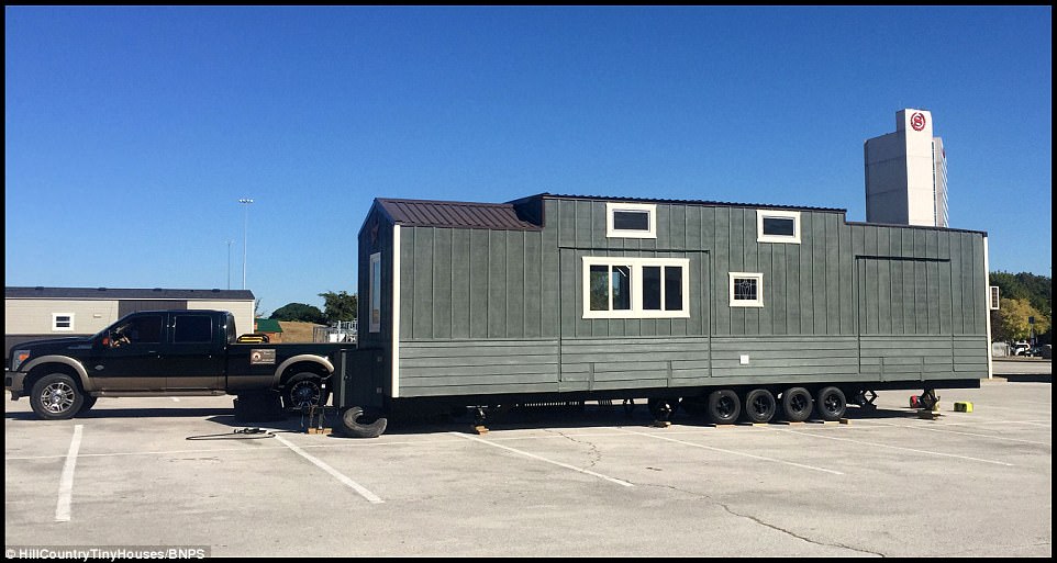 Ambitious: The project took five months with Todd, 49, who has been building and renovating houses for 15 years, custom-making the trailer from scratch and building their home with the couple's son Andrew, 12, this summer