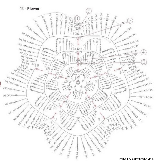 Вяжем ЦВЕТЫ КРЮЧКОМ. Схемы (15) (536x557, 171Kb)
