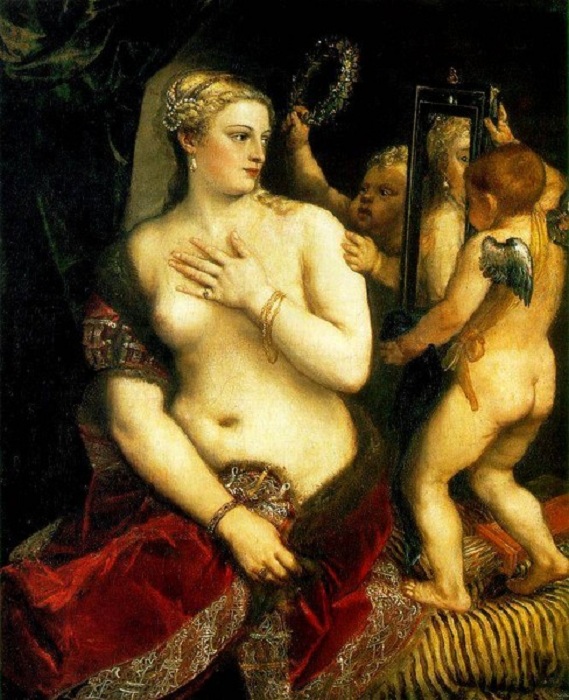 Венера с зеркалом. (1560). Автор: Вечелио Тициан. Венера с зеркалом. (1560). Автор: Вечелио Тициан.