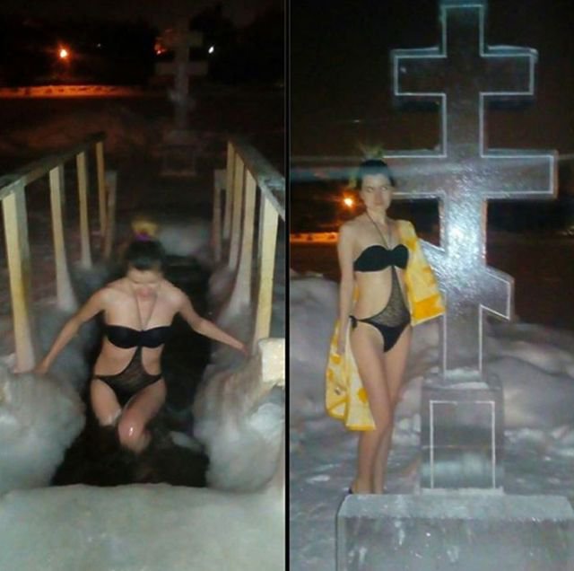 Девушки на крещенских купаниях (22 фото)
