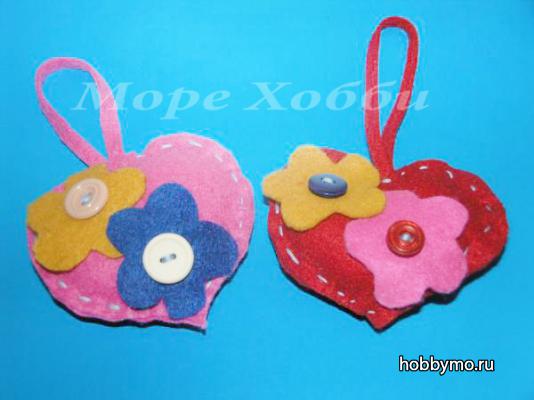 Сердечки из фетра своими руками. Детские поделки