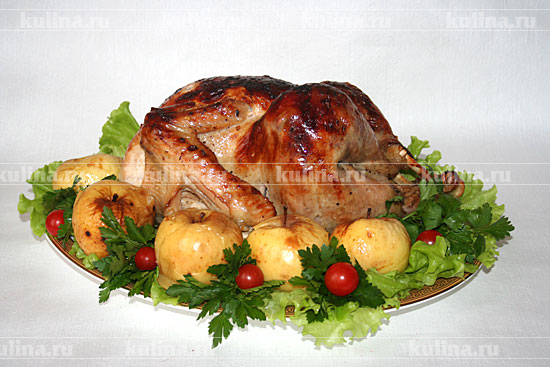 Индейка, фаршированная рисом с яблоками - рецепт с фото Индейка, фаршированная рисом с яблоками