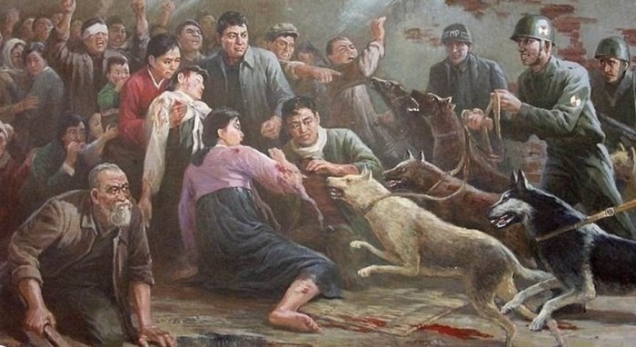 15 агитационно-провокационных плакатов из Северной Кореи, которые демонстрируют зверства американцев 15 агитационно-провокационных плакатов из Северной Кореи, которые демонстрируют зверства американцев