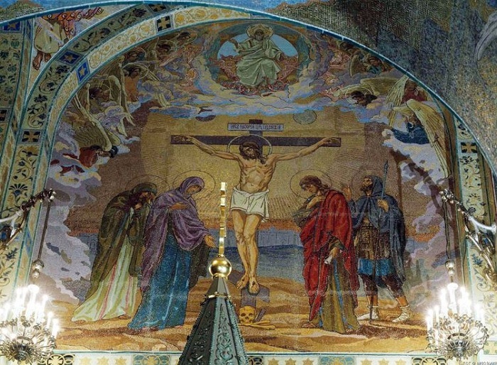 Распятие Христа. В. В. Беляев. Мозаика храма Воскресения Христова. Санкт-Петербург Распятие Христа. В. В. Беляев. Мозаика храма Воскресения Христова. Санкт-Петербург