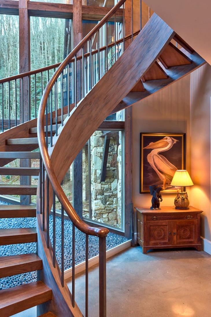 деревянная закругленная лестница