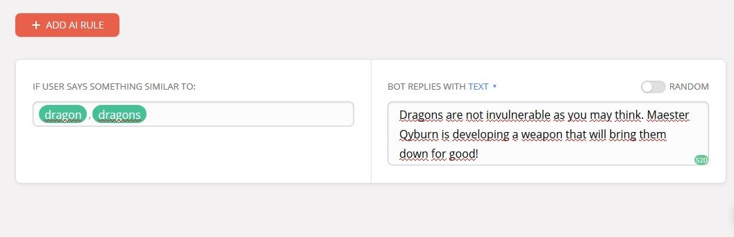 GoT_Chatfuel_adding_keywords_dragon