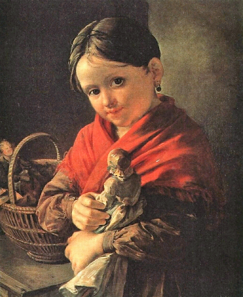 "Девочка с куклой",1841, 57×48 см