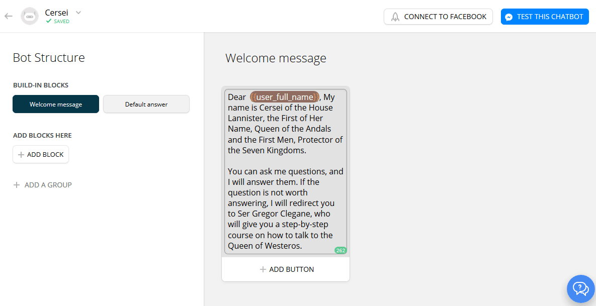 Chatfuel_GOT_Bot_structure_welcome_message