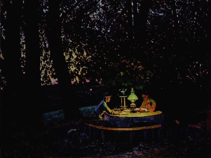 Ночь. Тверской бульвар. 1909. Автор: Константин Юон. Ночь. Тверской бульвар. 1909. Автор: Константин Юон.