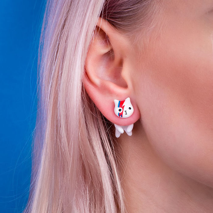 David Bowie Cat Pop Earrings