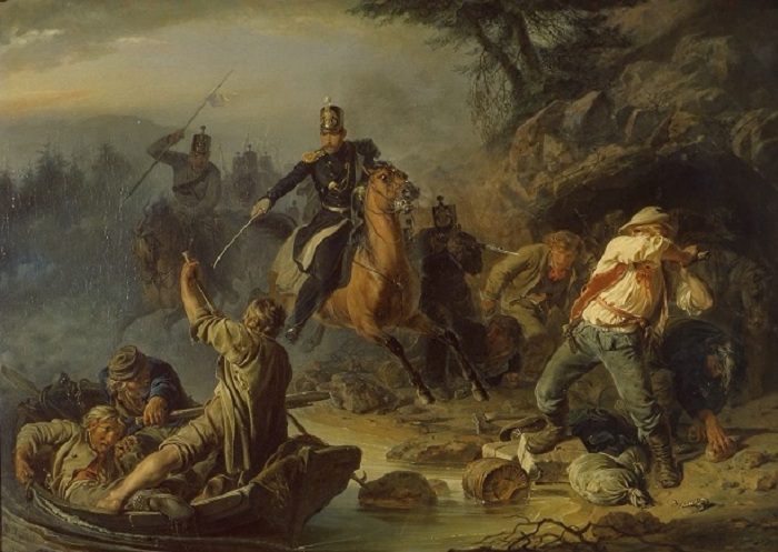 Василий Худяков - «Стычка с финляндскими контрабандистами», 1853 Как посещение Эрмитажа перевернуло судьбу купца: Малоизвестны факты из истории Третьяковки