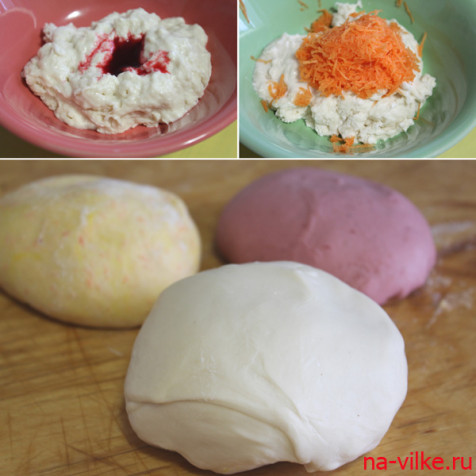 Разноцветное тесто с добавлением овощей