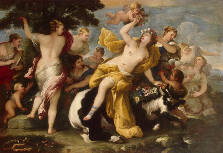 Лука Джордано (1634–1705). Похищение Европы. 1675-1677. Масло, холст. 205х304 см. Государственный Эрмитаж, Санкт-Петербург.