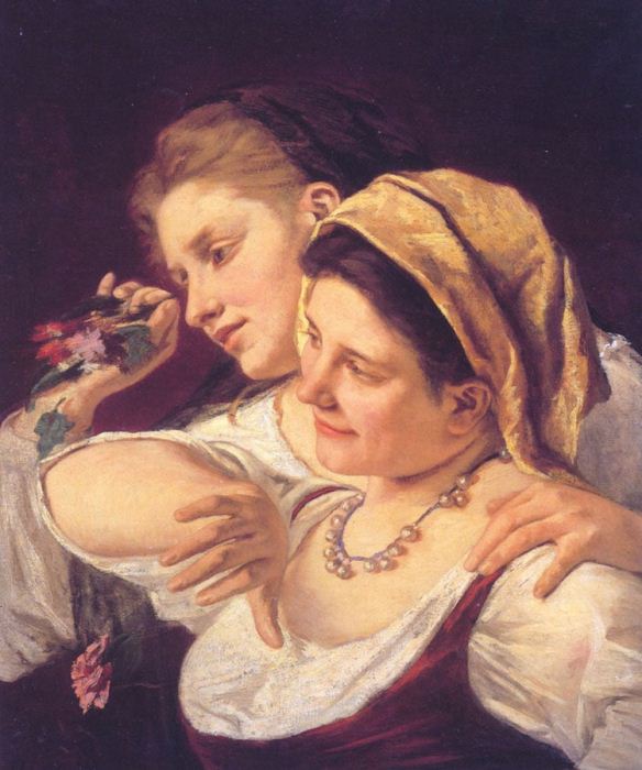 *Две женщины бросают цветы*. Работа Мэри Кэссетт. 1872 г. *Две женщины бросают цветы*. Работа Мэри Кэссетт. 1872 г.