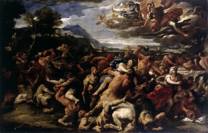 Лука Джордано (1634–1705). Битва с кентаврами. 1688. Масло, холст. 255х390 см. Государственный Эрмитаж, Санкт-Петербург.