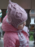 Лиловая шапочка и шарф для девочки