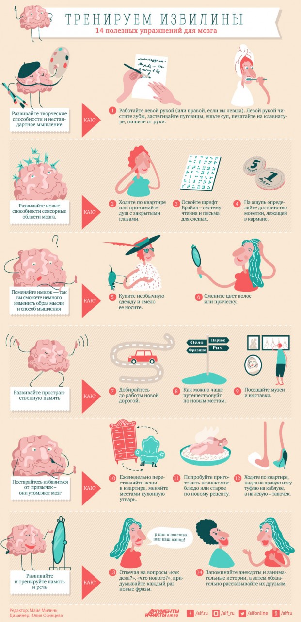 Тренируем извилины. 14 полезных упражнений для мозга