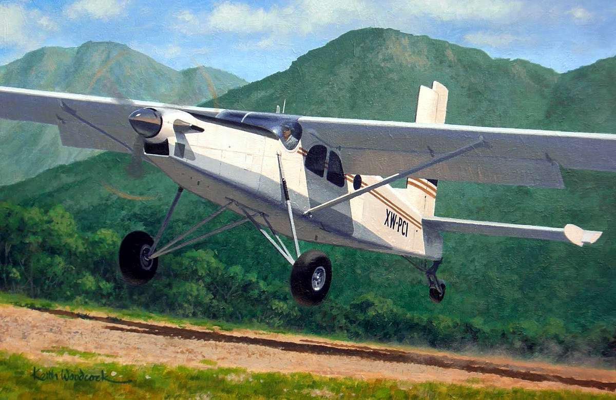 Самолет Pilatus Turbo Porter американской авиакомпании Continental Air Services во время посадки на территории Лаоса, 1969 год - Keith Woodcock, 2010 год