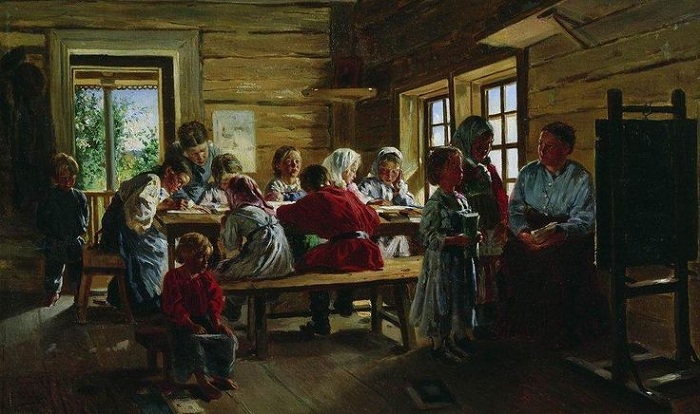 В сельской школе. (1883). Автор: Владимир Маковский. В сельской школе. (1883). Автор: Владимир Маковский.