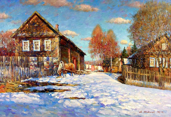 Зимний пейзаж. Художник из российской глубинки пишет полотна, о которых не скажешь, что их создал один мастер