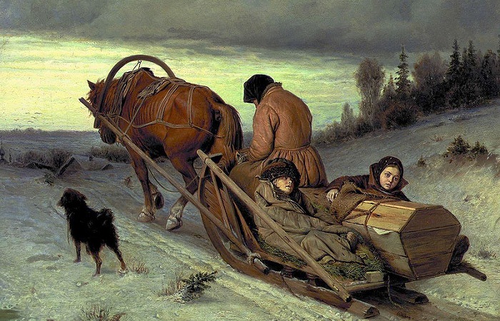 Проводы покойника. (1865). Автор: В.Перов. Как посещение Эрмитажа перевернуло судьбу купца: Малоизвестны факты из истории Третьяковки