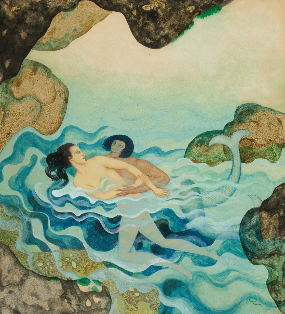 1933, апрель_Древние мифы - Глаукус и Сцилла (Myths the Ancients Believed - Glaucus and Scylla)_31.7 х 27.9_картон, смешанная техника_Частное собрание.jpg 1933, апрель_Древние мифы - Глаукус и Сцилла (Myths the Ancients Believed - Glaucus and Scylla)_31.7 х 27.9_картон, смешанная техника_Частное собрание.jpg