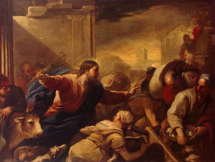 Лука Джордано (1634–1705). Изгнание торговцев из храма. 1675. Масло, холст. 198х261 см. Государственный Эрмитаж, Санкт-Петербург.
