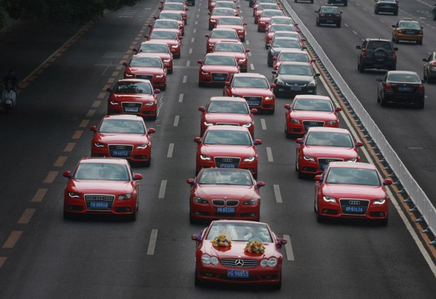 авто, китай, свадьба, кортеж