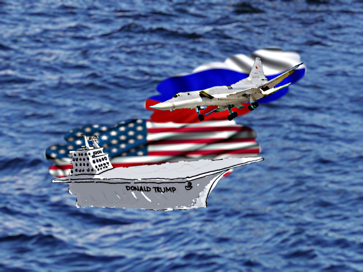 Российский воздушный ракетоносец Ту-22 условно уничтожил авианосец США "Китти Хок", после чего имитировал посадку на его палубу