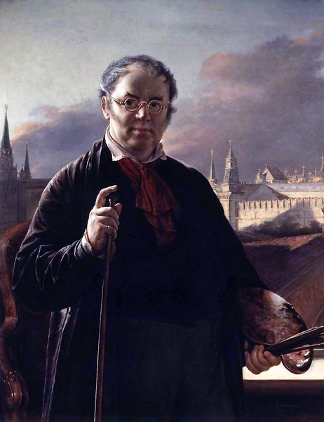 "Автопортрет на фоне окна, с видом на Кремль", 1846, холст,масло,106×84.5 см