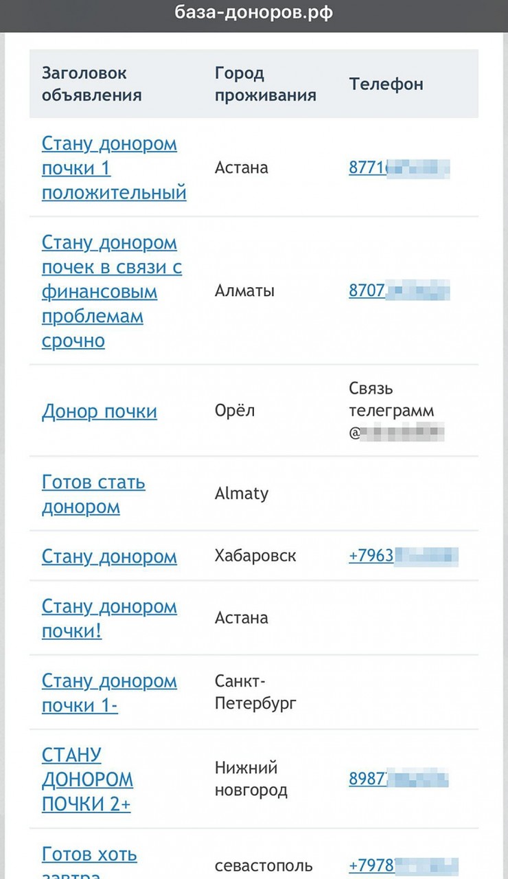 Доноры через интернет активно ищут покупателей на свои печень и почки