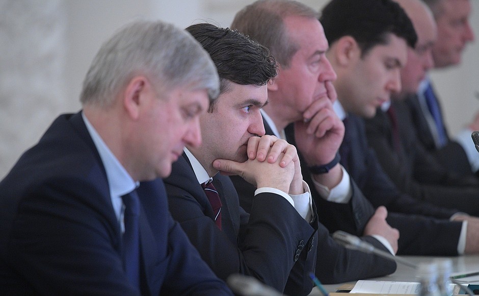 На заседании Государственного совета по вопросу приоритетных направлений деятельности субъектов Российской Федерации по содействию развитию конкуренции в стране.
