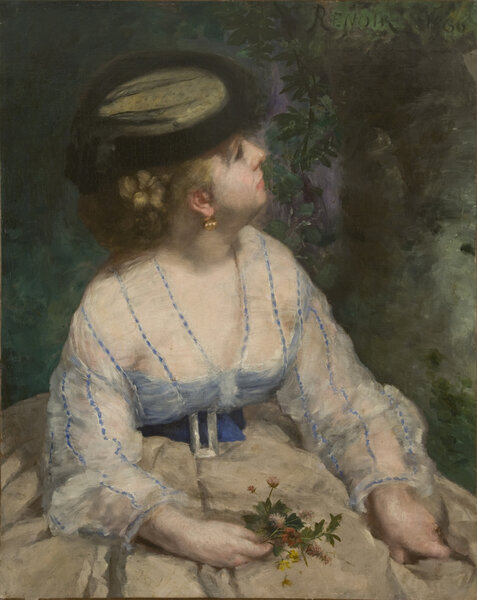 Женщина, смотрящая на птичку. Пьер Огюст Ренуар, 1866