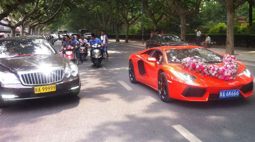 авто, китай, свадьба, кортеж