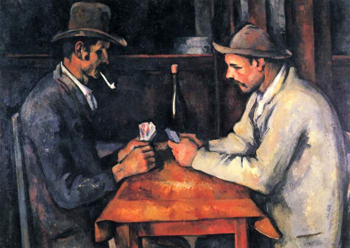 Игроки в карты, 1892—1893 гг., семейное собрание эмира Катара. \ Фото: wikipedia.org. Почему публика потешась над известными сегодня импрессионистами
